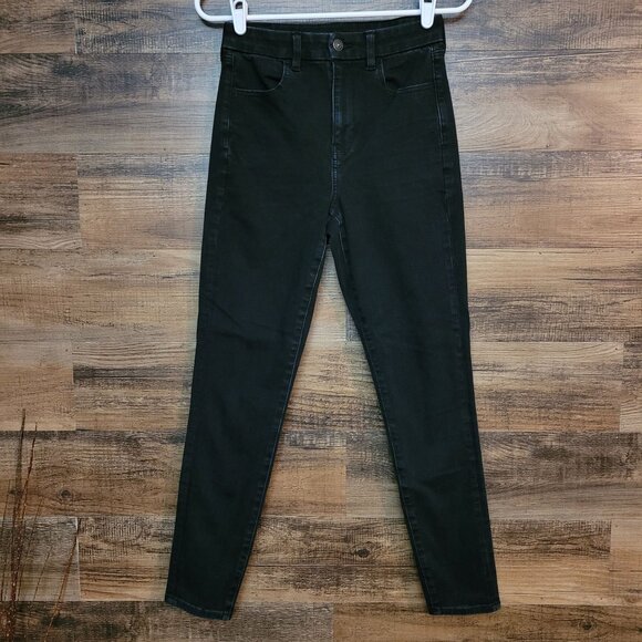 American Eagle Jeans 4 R Dream Curvy Super Hi Rise Jegging Stretch Black - Picture 1 of 11